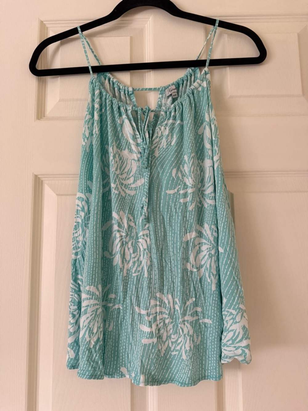 Kismet Mint Green and White Floral Spaghetti-Strap tank top